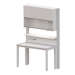 Стол с медиа-стойкой пристенный AB TSW 120.82.90/210 с двойным шкафом и электро-панелью 