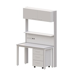 Стол с медиа-стойкой пристенный AB TSW 120.82.75/210 с тумбой, шкафом и электро-панелью