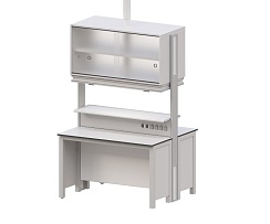 Стол с медиа-стойкой островной AB TSI 120.150.75/240 с электро-панелью и шкафом