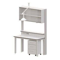 Стол с медиа-стойкой пристенный AB TSW 120.82.90/240 со шкафом, тумбой и вытяжным рукавом