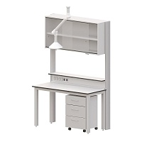 Стол с медиа-стойкой пристенный AB TSW 120.82.90/240 со шкафом, тумбой и вытяжным рукавом