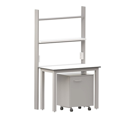 Стол с медиа-стойкой пристенный AB TSW 120.82.90/240 с двойным шкафом, электро-панелью и тумбой